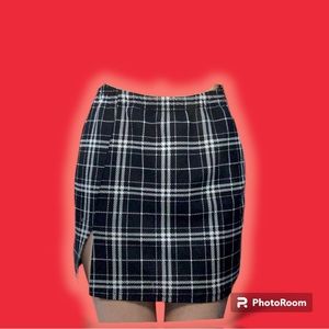 Small black and white plaid skater style mini skirt